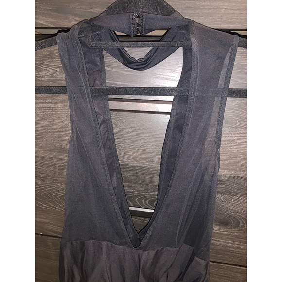 Black mesh back deep plunge bodysuit - Picture 2 of 2